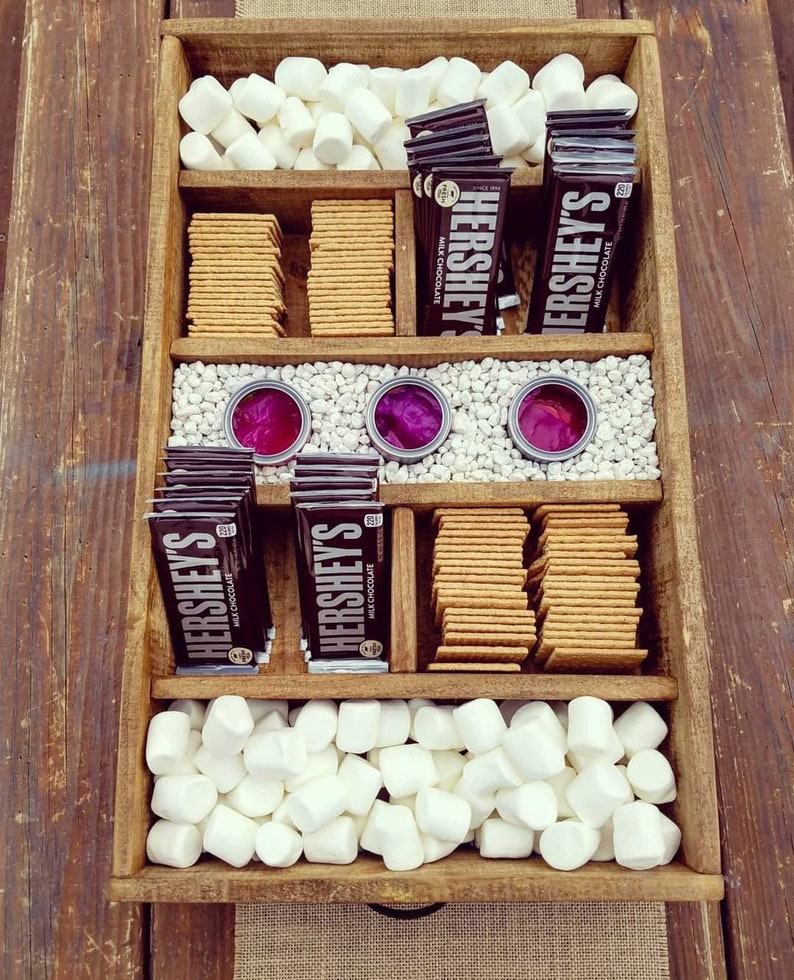 Rustic Wood Smores Bar Station, Smores, S'mores Bar, Party Station, Wedding S'mores Roasting Station, bbq station image 3