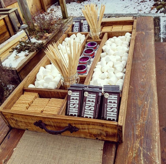 Large Rustic Wood Smores Bar Station Smores S Mores Bar Etsy Large Rustic Wood Smores Bar Station Smores S Mores Bar Etsy