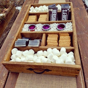 Rustic Wood Smores Bar Station, Smores, S'mores Bar, Party Station, Wedding S'mores Roasting Station, bbq station