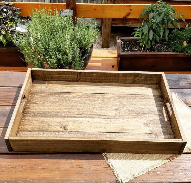 Large Reclaimed Wood Ottoman Tray Farmhouse Tray Pallet Wood Etsy