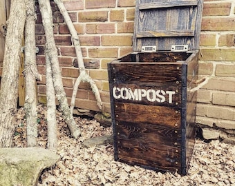 Reclaimed wood compost bin, scrap box, trash crate, gardening, green, eco gift recycled, permaculture, backyard compost, composter