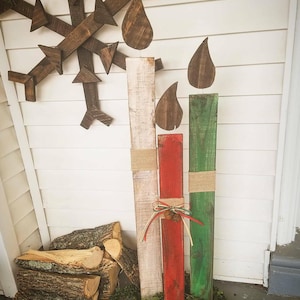 Reclaimed wood Christmas candles, holiday porch decor, standing Christmas decorations, candles, fireplace decor, pallet wood porch sign image 4