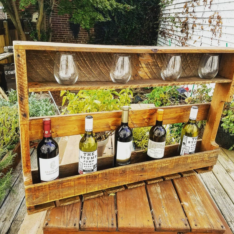 Reclaimed Rustic Pallet Wine & Liquor Rack | Etsy