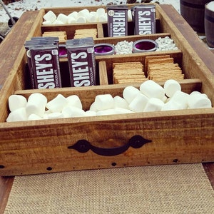 Rustic Wood Smores Bar Station, Smores, S'mores Bar, Party Station, Wedding S'mores Roasting Station, bbq station image 7