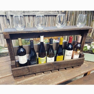 Reclaimed Rustic Pallet Wall Mounted Wood Wine & Liquor Rack