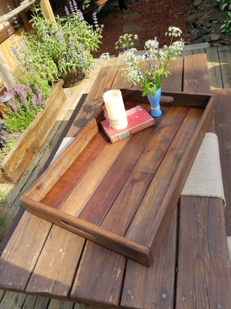Large Reclaimed Wood Ottoman Tray Farmhouse Tray Pallet Wood Etsy