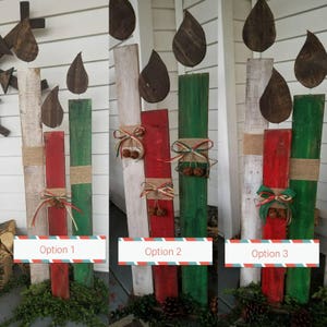 Reclaimed wood Christmas candles, holiday porch decor, standing Christmas decorations, candles, fireplace decor, pallet wood porch sign image 10