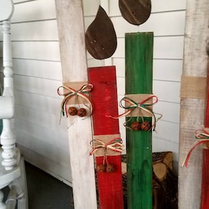 Reclaimed wood Christmas candles, holiday porch decor, standing Christmas decorations, candles, fireplace decor, pallet wood porch sign image 8