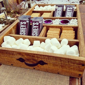 Rustic Wood Smores Bar Station, Smores, S'mores Bar, Party Station, Wedding S'mores Roasting Station, bbq station image 2