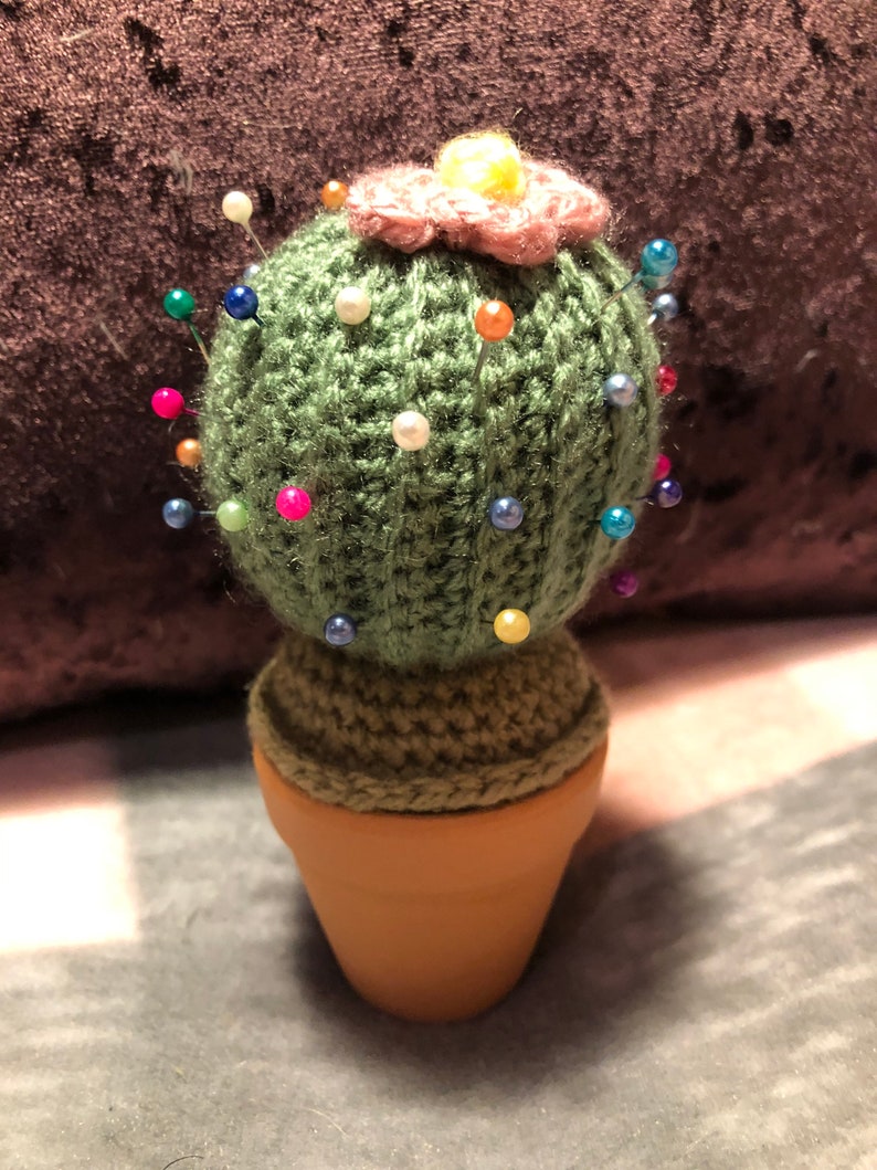 birthday sewing Crocheted pin cushion Cactus desk buddy sewing gifts sewing accessories cupcake pin cushion Gifts for her. handmade