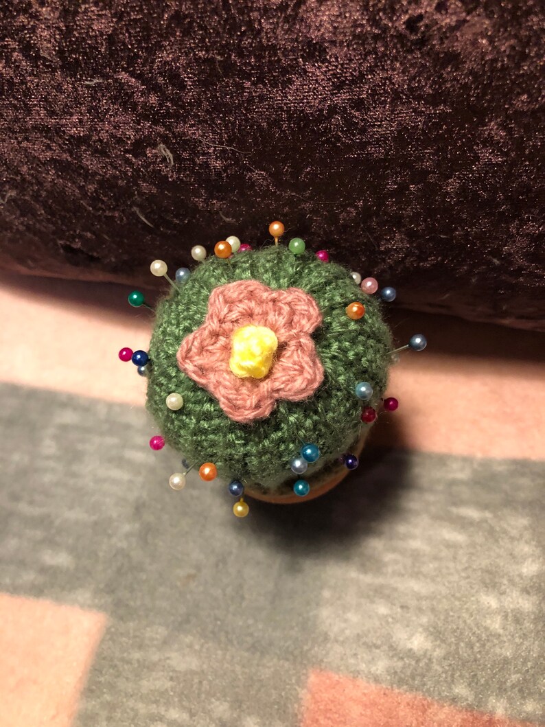birthday sewing Crocheted pin cushion Cactus desk buddy sewing gifts sewing accessories cupcake pin cushion Gifts for her. handmade