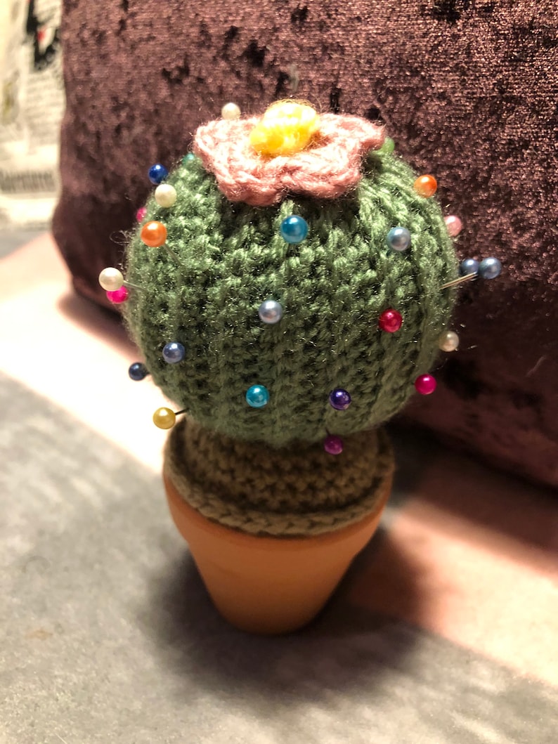 birthday sewing Crocheted pin cushion Cactus desk buddy sewing gifts sewing accessories cupcake pin cushion Gifts for her. handmade