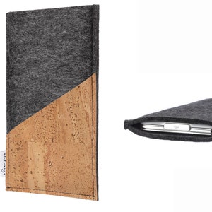 Filztasche EVORA mit Kartenfach (natur) - Maßanfertigung für JEDES Smartphone - Handyhülle Sleeve Case Tasche Schutz Kork fair handmade