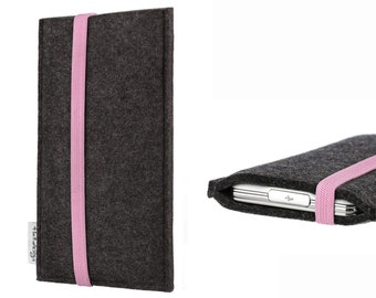 Handyhülle COIMBRA mit Gummiband (rosa) - passgenau für ALLE Smartphone Modelle - Filz Sleeve Case Tasche Schutz fair handmade in Germany