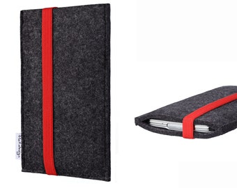 Handyhülle COIMBRA mit Gummiband (rot) - passgenau für ALLE Smartphone Modelle - Filz Sleeve Case Tasche Schutz fair handmade in Germany