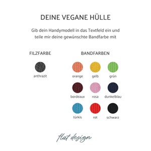 vegane Filztasche LISBOA mit Lotussitz und Gummiband Maßanfertigung für Dein Smartphone Handyhülle Sleeve Case handmade in Germany Bild 6