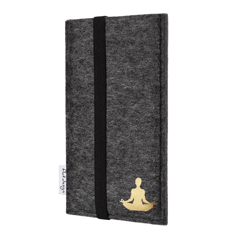 vegane Filztasche LISBOA mit Lotussitz und Gummiband Maßanfertigung für Dein Smartphone Handyhülle Sleeve Case handmade in Germany Bild 2