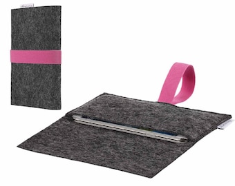 vegane Handyhülle AVEIRO mit Gummiband (pink) - passgenau für ALLE Smartphone Modelle - Filz Sleeve Tasche Schutz vegan handmade in Germany