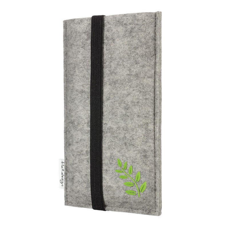 Filztasche LISBOA mit Gummiband und Motiv Blätter Maßanfertigung für dein Smartphone Handyhülle Sleeve Case Tasche handmade in Germany Bild 2