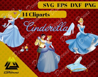 Cinderella Clipart –14 (Svg, Eps, Png, Dxf Files) 300 PPI, Vectorial Cinderella svg, T-Shirt Design, Cinderella Printable , Cinderella kids