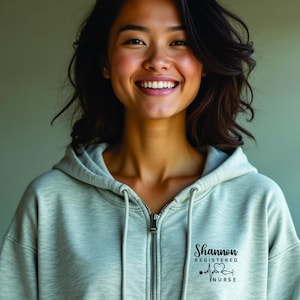 RN Full Zip Hoodie | Custom Nurse Hoody | Registered Nurse Zip Up Hoodie | RN Zip Up Hoodie for Registered Nurse | Gift for Registered Nurse