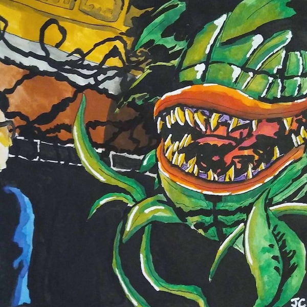 Little Shop Of Horrors - "Mean 'N' Green" Audrey ll & Seymour portrait (original)