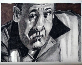 Sopranos "Don't Stop Believin'" Tony Soprano portrait (original)