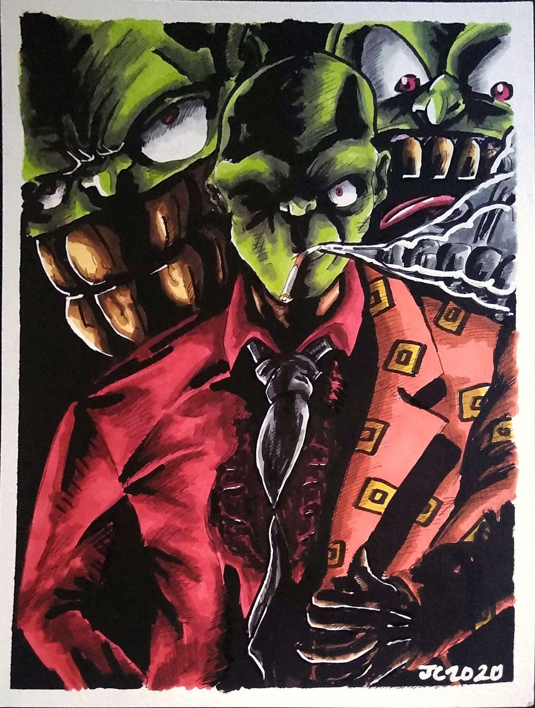 The Mask smokin Big Head Portrait original Etsy