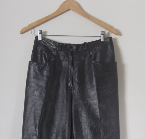 Womens leather pants, Motorbike style, Black pant… - image 4
