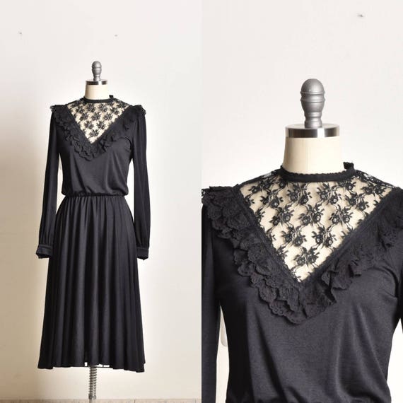 Black Dress Evening Dress Long Sleeve Dress Wedding Guest Etsy