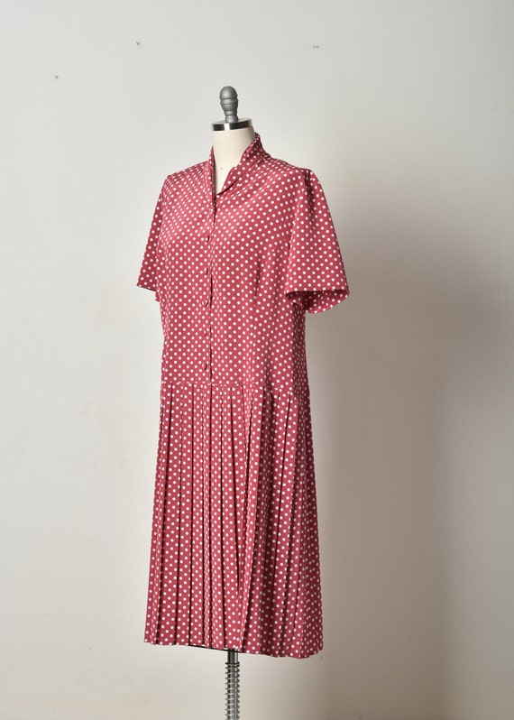 Polka dots, vintage dress, Pleated dress, Bordeau… - image 6