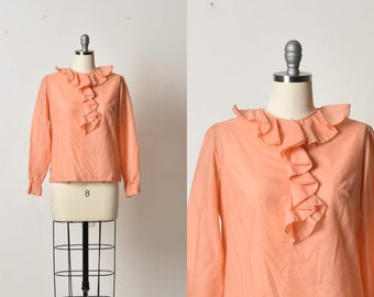 Womens Pink Blouse, Victorian Inspired Top, Long sleeve blouse, Peach Blouse, Elegant Blouse, Day Shirt,Office Blouse,Classic Blouse,Vintage