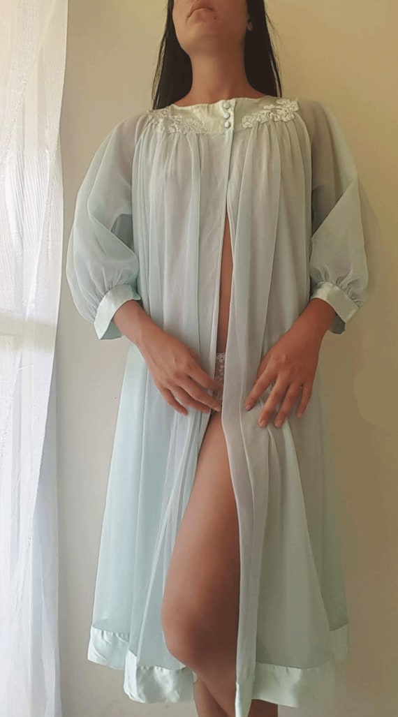 Night robe, Womens lingerie, Vintage robe, Womens