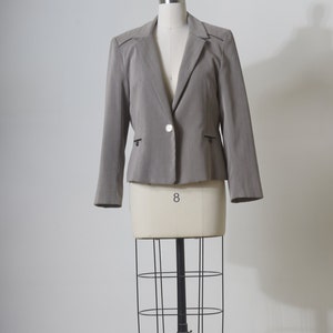 Vintage 80's Womens Blazer, Shoulder Pads Evening Elegant Gray Size M Blazer For Ladies, Long Sleeve Button Formal Office Work Winter Coat image 3