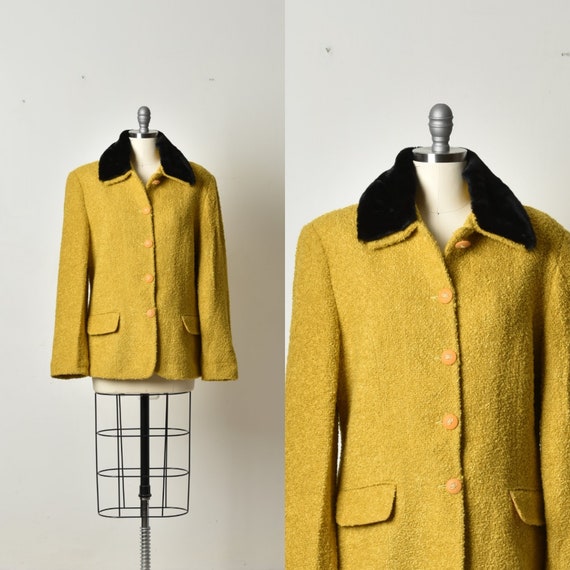Womens Coat, Mustard colour, Elegant Coat, Size M… - image 2