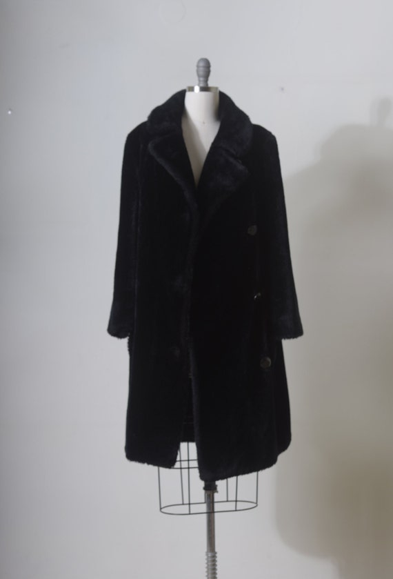 Vintage 80's Womens Black Faux Fur Coat, Warm Coz… - image 3