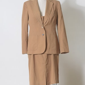 Womens suit, Dress and blazer set, Vintage suit, Brown suit, Womens 2pc suit, Size M L, Fall winter set, Evening suit, Knee length dress image 4