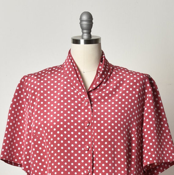 Polka dots, vintage dress, Pleated dress, Bordeau… - image 4