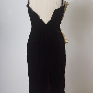 Evening dress, Black Velvet dress, Wedding guest dress, Vintage dress, Black Bordeaux, Tank dress, Petite small size, Below the knee dress image 6