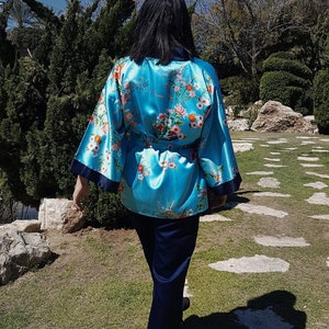 Japanese Kimono, Original Kimono suit, Womens suit, Kimono suit, Made in Japan, Robe pants suit, Floral, Special wear, Comfy elegant image 3