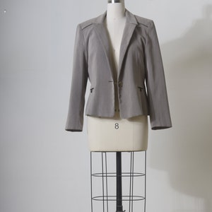 Vintage 80's Womens Blazer, Shoulder Pads Evening Elegant Gray Size M Blazer For Ladies, Long Sleeve Button Formal Office Work Winter Coat image 6