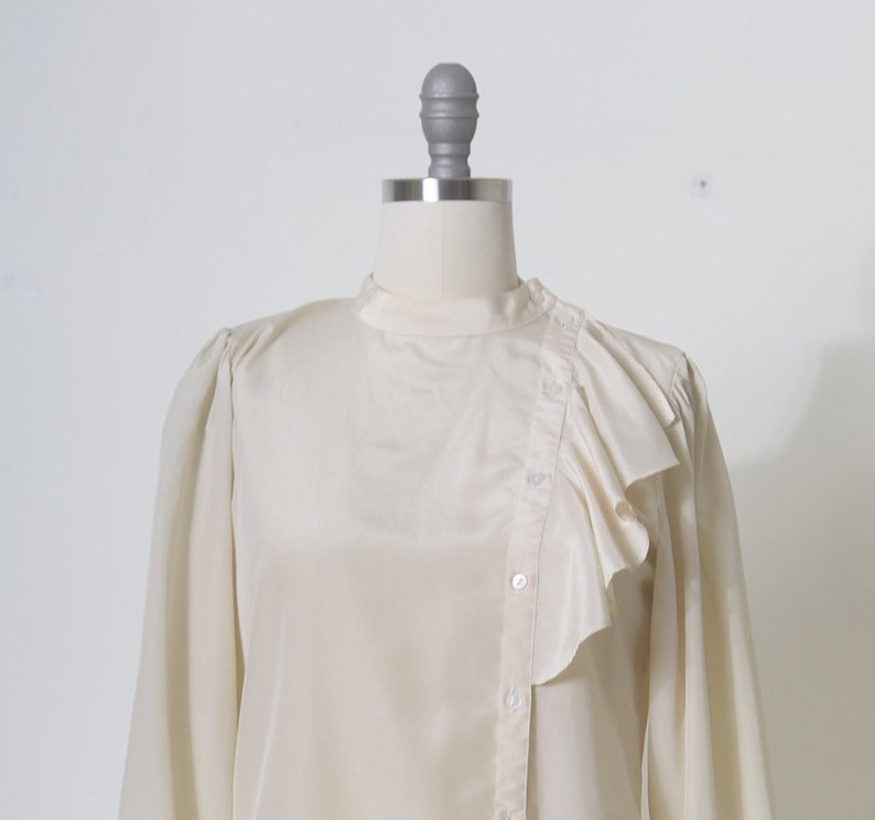 Victorian inspired blouse, White blouse, Cream colour top, Button up shirt, Long sleeve, Elegant blouse, Womens blouses, Vintage blouse image 4