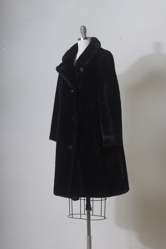 Vintage 80's Womens Black Faux Fur Coat, Warm Coz… - image 7