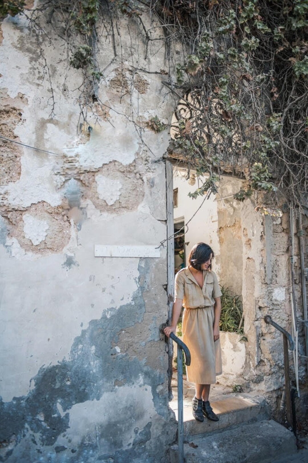 Army Style Dress, Military Style Dress, Vintage Dress, Summer Dress, Beige Dress, Spring Dress