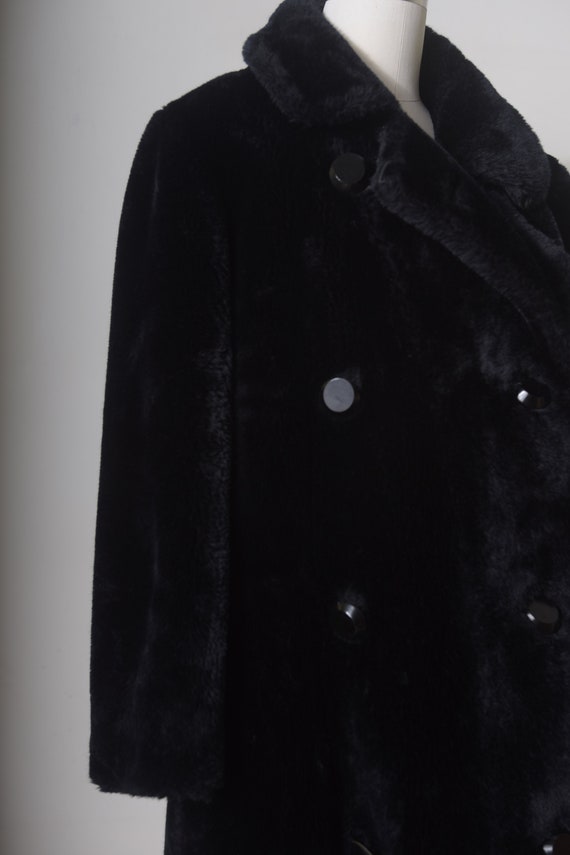 Vintage 80's Womens Black Faux Fur Coat, Warm Coz… - image 5