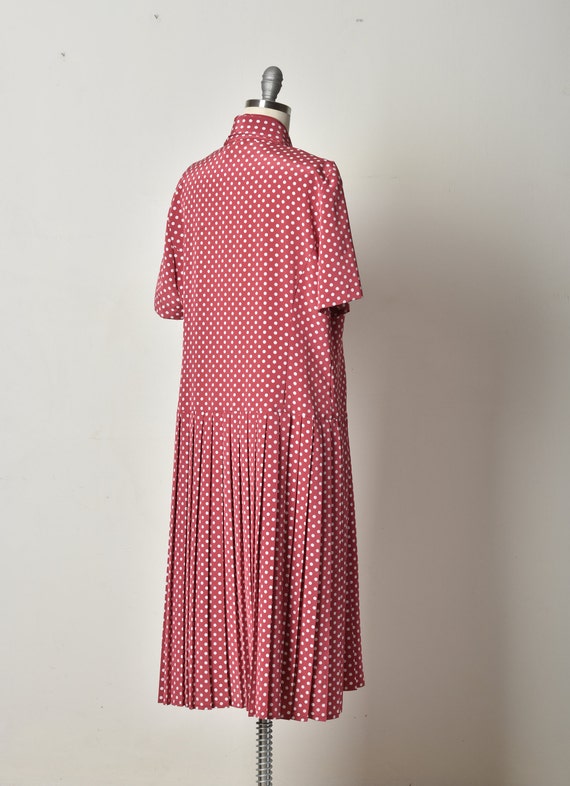 Polka dots, vintage dress, Pleated dress, Bordeau… - image 9