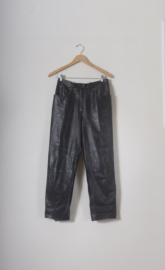 Womens leather pants, Motorbike style, Black pant… - image 3
