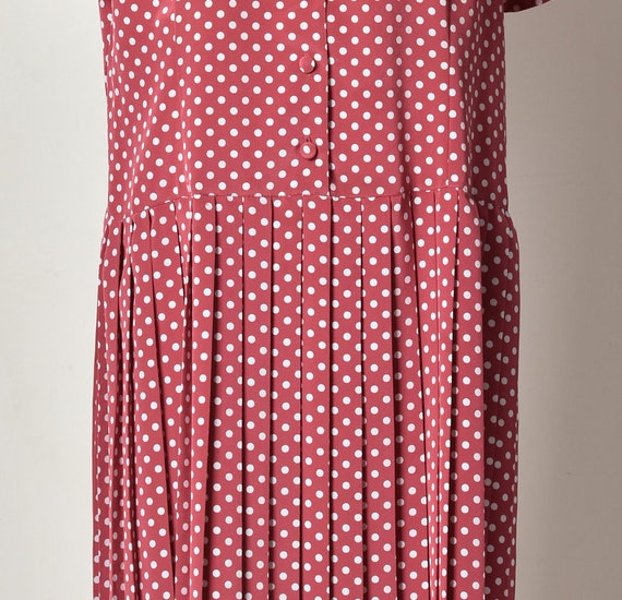 Polka dots, vintage dress, Pleated dress, Bordeau… - image 5