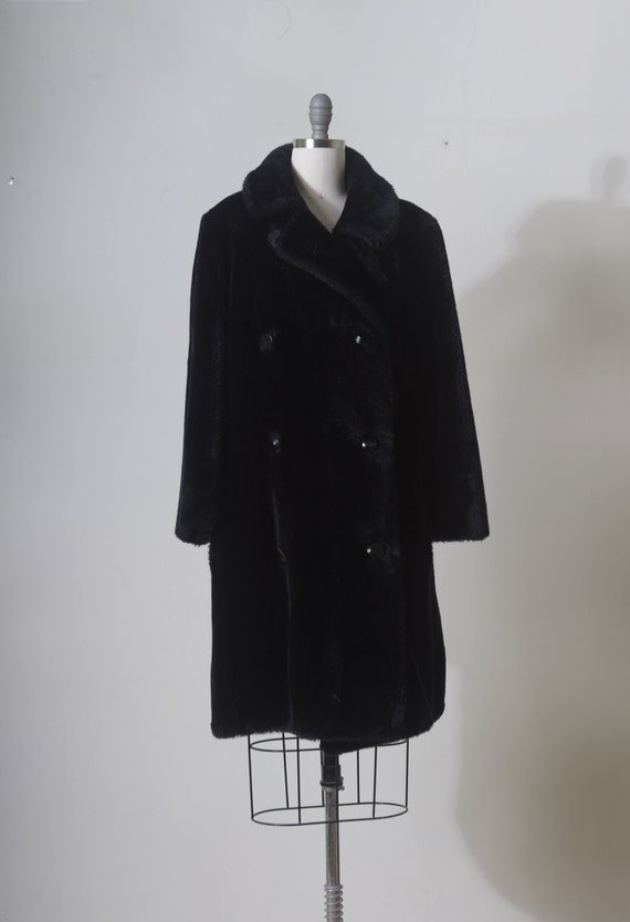 Vintage 80's Womens Black Faux Fur Coat, Warm Coz… - image 6
