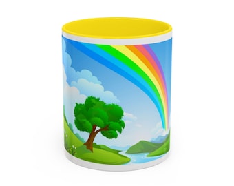 Rainbow Landscape Coffee Mug, Colorful Kitchen Decor